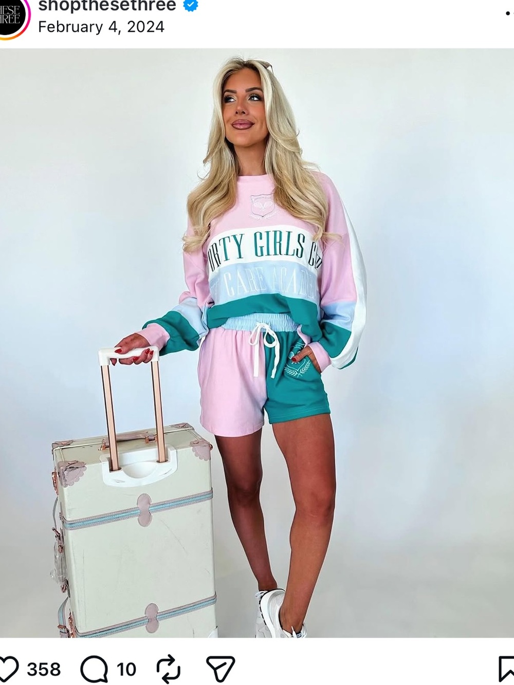 Sporty Girls Club Pink & Green Sweatshirt Set